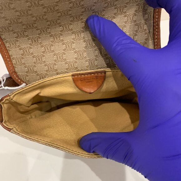 Celine Beige Triomphe Shoulder Bag Sku#84787 (Gently used,strap surface crack) - Picture 6 of 11